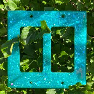 Teal Handmade Epoxy Resin Switch Plate / Outlet Cover